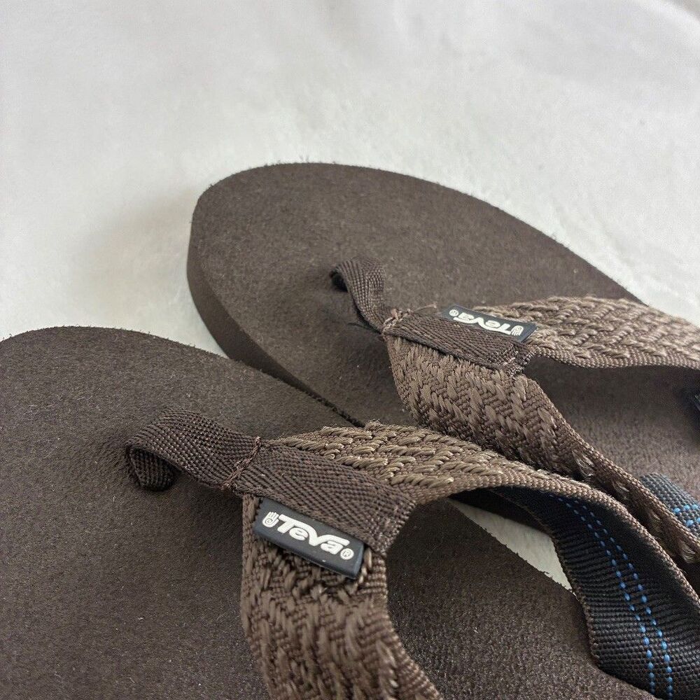 Teva Mush II Flip Flop Sandals Womens 9 Brown Woven Strap S/N 4198 Beach Comfort - Picture 6 of 11